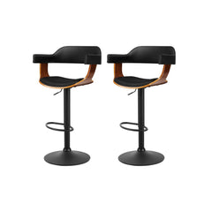 Artiss 2X Wooden Bar Stools Kitchen Swivel Gas Lift Bar Stool Chairs Leather Furniture > Bar Stools & Chairs BA-TW-8006B-BKX2 Online Furniture