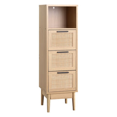 Artiss 3 Chest of Drawers Rattan Furniture Cabinet Storage Side End Table Shelf Furniture > Living Room FURNI-E-RAT-3D1R-WD Online Furniture