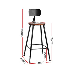 Artiss 4x Vintage Industrial Bar Stool Retro Barstools Dining Chairs Kitchen Furniture > Bar Stools & Chairs LC-BAR-CHR-ALEX-WALX4 Online Furniture