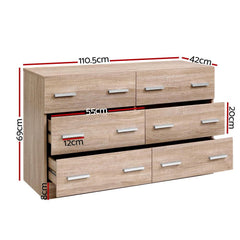 Artiss 6 Chest of Drawers Cabinet Dresser Table Tallboy Lowboy Storage Wood - ozily