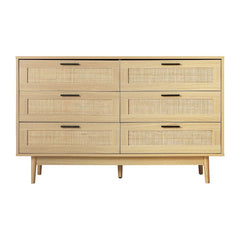 Artiss 6 Chest of Drawers Rattan Tallboy Cabinet Bedroom Clothes Storage Wood - ozily