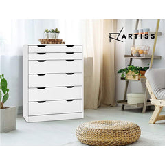 Artiss 6 Chest of Drawers Tallboy Cabinet Storage Dresser Table Bedroom Storage Furniture > Bedroom FURNI-G-DT-4D2-WH-AB Online Furniture