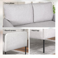 Artiss Armchair 2-Seater Sofa Accent Chair Loveseat Grey Linen Fabric Metal Leg Furniture > Bar Stools & Chairs UPHO-B-ARM08-2S-FB-GY Online Furniture