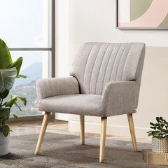 Artiss Armchair Fabric Beige Sebastini Furniture > Living Room UPHO-C-ARM-5098-BG Online Furniture