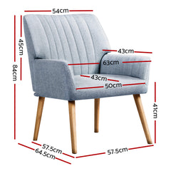 Artiss Armchair Fabric Blue Grey Sebastini Furniture > Living Room UPHO-C-ARM-5098-GY Online Furniture