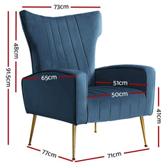 Artiss Armchair Lounge Accent Chairs Armchairs Chair Velvet Sofa Navy Blue Seat Furniture > Living Room UPHO-C-ARM-8035-NA Online Furniture