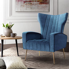 Artiss Armchair Lounge Accent Chairs Armchairs Chair Velvet Sofa Navy Blue Seat Furniture > Living Room UPHO-C-ARM-8035-NA Online Furniture