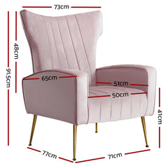 Artiss Armchair Lounge Chair Accent Armchairs Chairs Velvet Sofa Pink Seat Furniture > Living Room UPHO-C-ARM-8035-PK Online Furniture