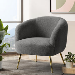 Artiss Armchair Lounge Chair Accent Chairs Arm Armchairs Sherpa Boucle Charcoal Furniture > Living Room UPHO-C-ARM-6020-CH Online Furniture