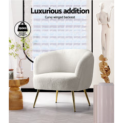 Artiss Armchair Lounge Chair Accent Chairs Armchairs Sherpa Boucle Sofa White Furniture > Living Room UPHO-C-ARM-6020-WH Online Furniture