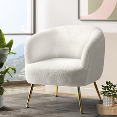 Artiss Armchair Lounge Chair Accent Chairs Armchairs Sherpa Boucle Sofa White Furniture > Living Room UPHO-C-ARM-6020-WH Online Furniture