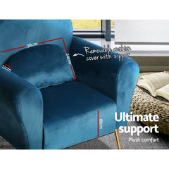 Artiss Armchair Lounge Chair Accent Chairs Armchairs Sofa Navy Velvet Cushion Furniture > Living Room UPHO-C-ARM-8026-NA Online Furniture