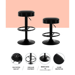 Artiss Bar Stools Kitchen Stool Black Barstool Furniture > Bar Stools & Chairs BA-TW-T7009-CB-BKX2 Online Furniture