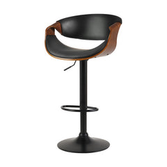 Artiss Bar Stools Swivel Chair Kitchen Gas Lift Wooden Bar Stool Leather Black Furniture > Bar Stools & Chairs BA-TW-8078-BK Online Furniture