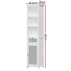 Artiss Bathroom Cabinet Storage 161cm White Rattan Tallboy Toilet Cupboard Furniture > Bathroom FURNI-G-BATH-RAT-01-WH Online Furniture