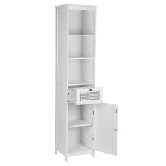 Artiss Bathroom Cabinet Storage 161cm White Rattan Tallboy Toilet Cupboard Furniture > Bathroom FURNI-G-BATH-RAT-01-WH Online Furniture