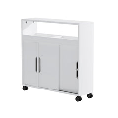 Artiss Bathroom Storage Cabinet Toilet Caddy Shelf 3 Doors With Wheels White Furniture > Bathroom FUR-V-BATH02-WH Online Furniture