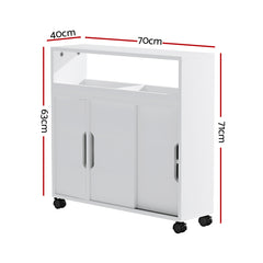 Artiss Bathroom Storage Cabinet Toilet Caddy Shelf 3 Doors With Wheels White Furniture > Bathroom FUR-V-BATH02-WH Online Furniture