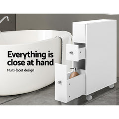 Artiss Bathroom Storage Toilet Cabinet Caddy Holder Drawer Basket With Wheels - ozily