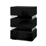 Artiss Bedside Table Side Unit RGB LED Lamp 3 Drawers Nightstand Gloss