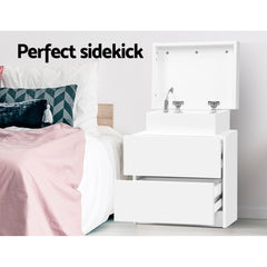 Artiss Bedside Tables 2 Drawers Side Table Storage Nightstand White Bedroom Wood Furniture > Bedroom FURNI-O-BS-02-WH Online Furniture