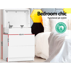 Artiss Bedside Tables 2 Drawers Side Table Storage Nightstand White Bedroom Wood Furniture > Bedroom FURNI-O-BS-02-WH Online Furniture