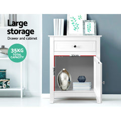 Artiss Bedside Tables Big Storage Drawers Cabinet Nightstand Lamp Chest White Furniture > Bedroom FURNI-G-SCAN02-BS-WH Online Furniture