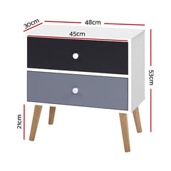 Artiss Bedside Tables Drawers Side Table Nightstand Lamp Side Storage Cabinet Furniture > Living Room FURNI-E-SCAN-BS03-WHBK Online Furniture