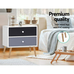 Artiss Bedside Tables Drawers Side Table Nightstand Lamp Side Storage Cabinet Furniture > Living Room FURNI-E-SCAN-BS03-WHBK Online Furniture