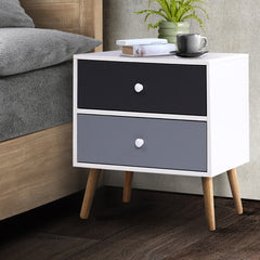 Artiss Bedside Tables Drawers Side Table Nightstand Lamp Side Storage Cabinet Furniture > Living Room FURNI-E-SCAN-BS03-WHBK Online Furniture