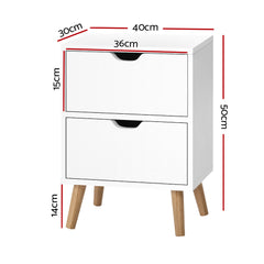 Artiss Bedside Tables Drawers Side Table Nightstand White Storage Cabinet Wood Furniture > Bedroom FURNI-E-SCAN-BS01-WH Online Furniture