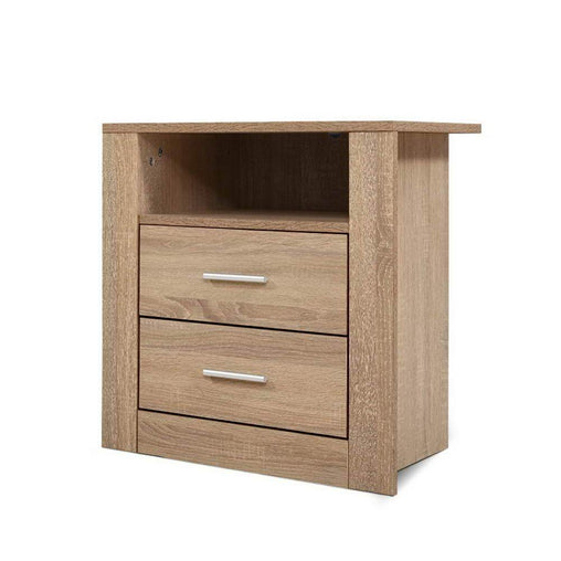 Artiss Bedside Tables Drawers Storage Cabinet Shelf Side End Table Oak - ozily