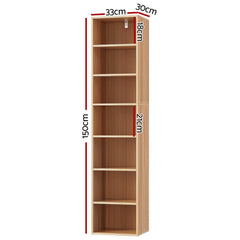 Artiss Bookshelf 7 Tiers MILO Pine Furniture > Living Room FURNI-Q-BSHELF-02-WD Online Furniture