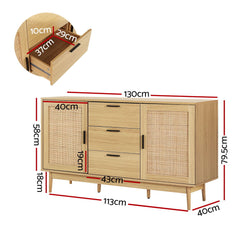 Artiss Buffet Sideboard Rattan Furniture Cabinet Storage Hallway Table Kitchen Furniture > Living Room FURNI-E-RAT-SID-3D-WD-AB Online Furniture