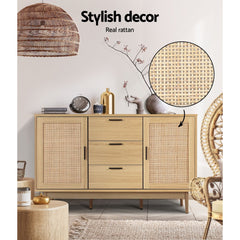 Artiss Buffet Sideboard Rattan Furniture Cabinet Storage Hallway Table Kitchen Furniture > Living Room FURNI-E-RAT-SID-3D-WD-AB Online Furniture