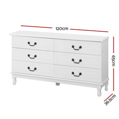 Artiss Chest of Drawers Dresser Table Lowboy Storage Cabinet White KUBI Bedroom - ozily