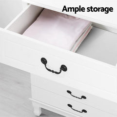 Artiss Chest of Drawers Dresser Table Lowboy Storage Cabinet White KUBI Bedroom - ozily