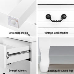 Artiss Chest of Drawers Dresser Table Lowboy Storage Cabinet White KUBI Bedroom - ozily