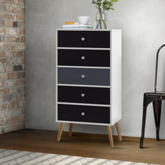 Artiss Chest of Drawers Dresser Table Tallboy Storage Cabinet Furniture Bedroom Furniture > Living Room FURNI-E-SCAN-TBOY01-WHBK Online Furniture