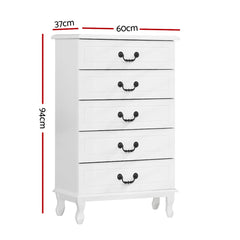 Artiss Chest of Drawers Tallboy Dresser Table Bedside Storage Cabinet Bedroom Furniture > Bedroom FURNI-P-KUBI-TBOY-WH-AB Online Furniture