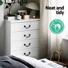 Artiss Chest of Drawers Tallboy Dresser Table Bedside Storage Cabinet Bedroom Furniture > Bedroom FURNI-P-KUBI-TBOY-WH-AB Online Furniture