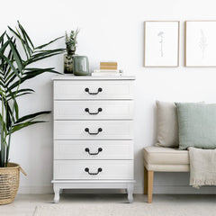 Artiss Chest of Drawers Tallboy Dresser Table Bedside Storage Cabinet Bedroom Furniture > Bedroom FURNI-P-KUBI-TBOY-WH-AB Online Furniture