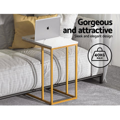 Artiss Coffee Table Side Table Laptop Desk Bedside Sofa Wooden Table Marbel Furniture > Living Room FURNI-G-IND-COF-MB-WH Online Furniture