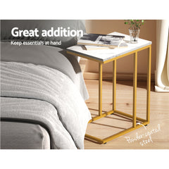 Artiss Coffee Table Side Table Laptop Desk Bedside Sofa Wooden Table Marbel Furniture > Living Room FURNI-G-IND-COF-MB-WH Online Furniture