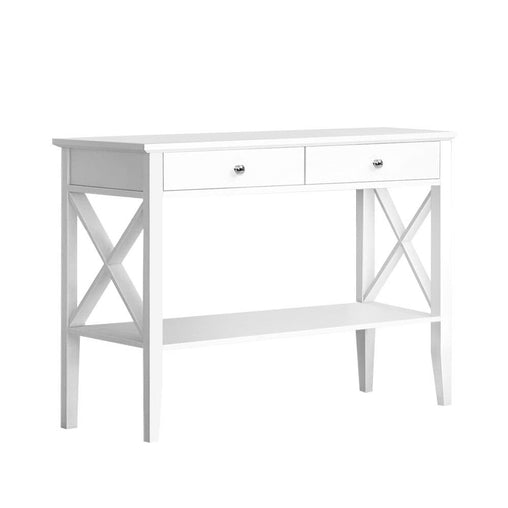 Artiss Console Table Hall Side Entry 2 Drawers Display White Desk Furniture - ozily