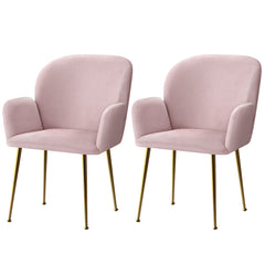 Artiss Dining Chairs Set of 2 Velevt Pink Kynsee Furniture > Living Room UPHO-C-DIN-5220-VEL-PKX2 Online Furniture