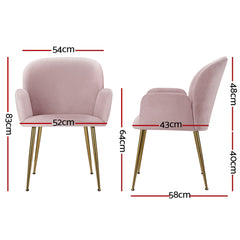 Artiss Dining Chairs Set of 2 Velevt Pink Kynsee Furniture > Living Room UPHO-C-DIN-5220-VEL-PKX2 Online Furniture