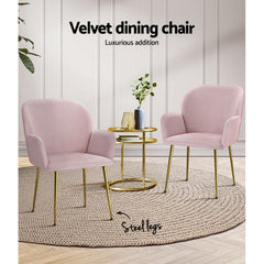 Artiss Dining Chairs Set of 2 Velevt Pink Kynsee Furniture > Living Room UPHO-C-DIN-5220-VEL-PKX2 Online Furniture