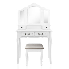 Artiss Dressing Table with Mirror - White Furniture > Bedroom DRESS-C-3MIR-4D-WH Online Furniture