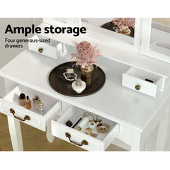 Artiss Dressing Table with Mirror - White Furniture > Bedroom DRESS-C-3MIR-4D-WH Online Furniture